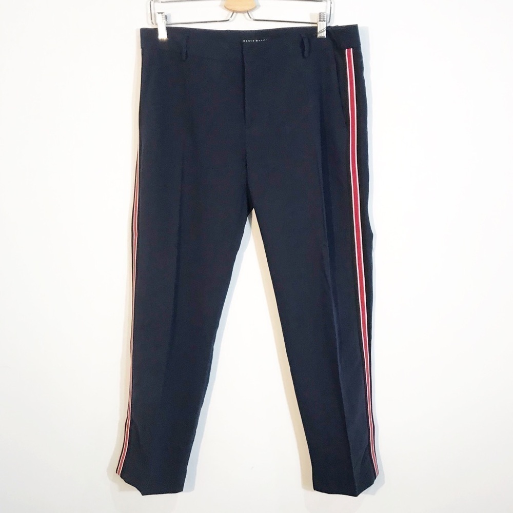 HAUTE MONDE Cropped Ankle Pants L Navy